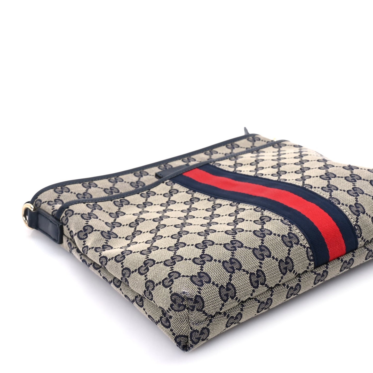 GG Supreme Monogram Web Flat Messenger Bag  Navy