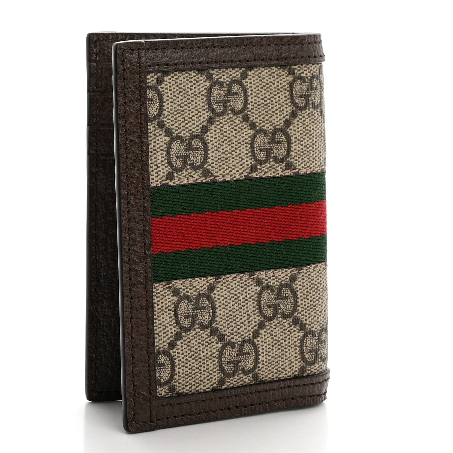 Gucci GG Supreme Monogram Web Ophidia Card Case Beige New Acero 3 of 8