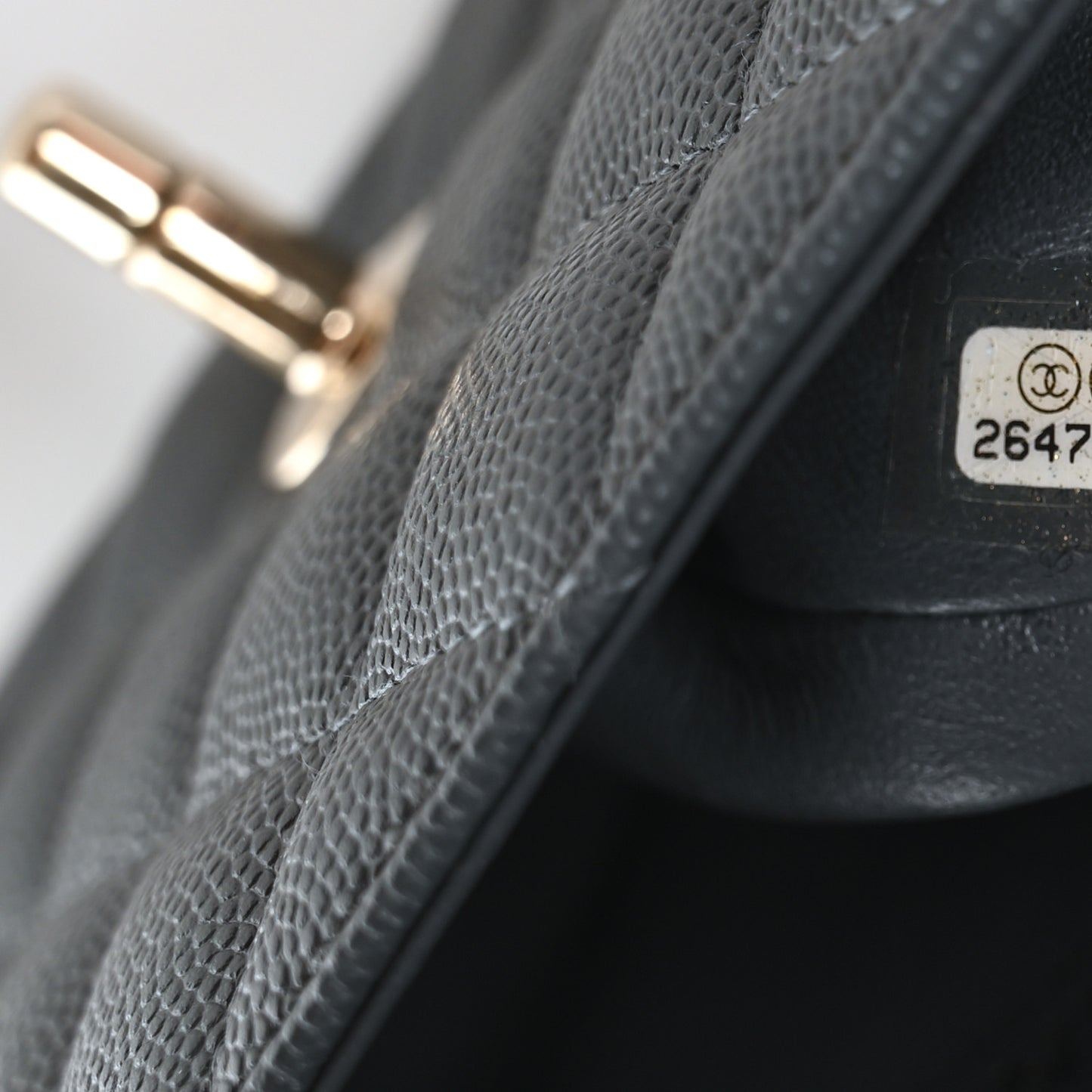 Caviar Quilted Mini Rectangular Flap Dark Grey