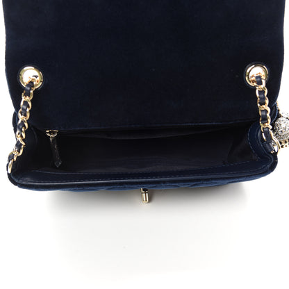 Chanel Velvet Quilted Mini Rectangular Pearl Crush Flap Navy 5 of 11
