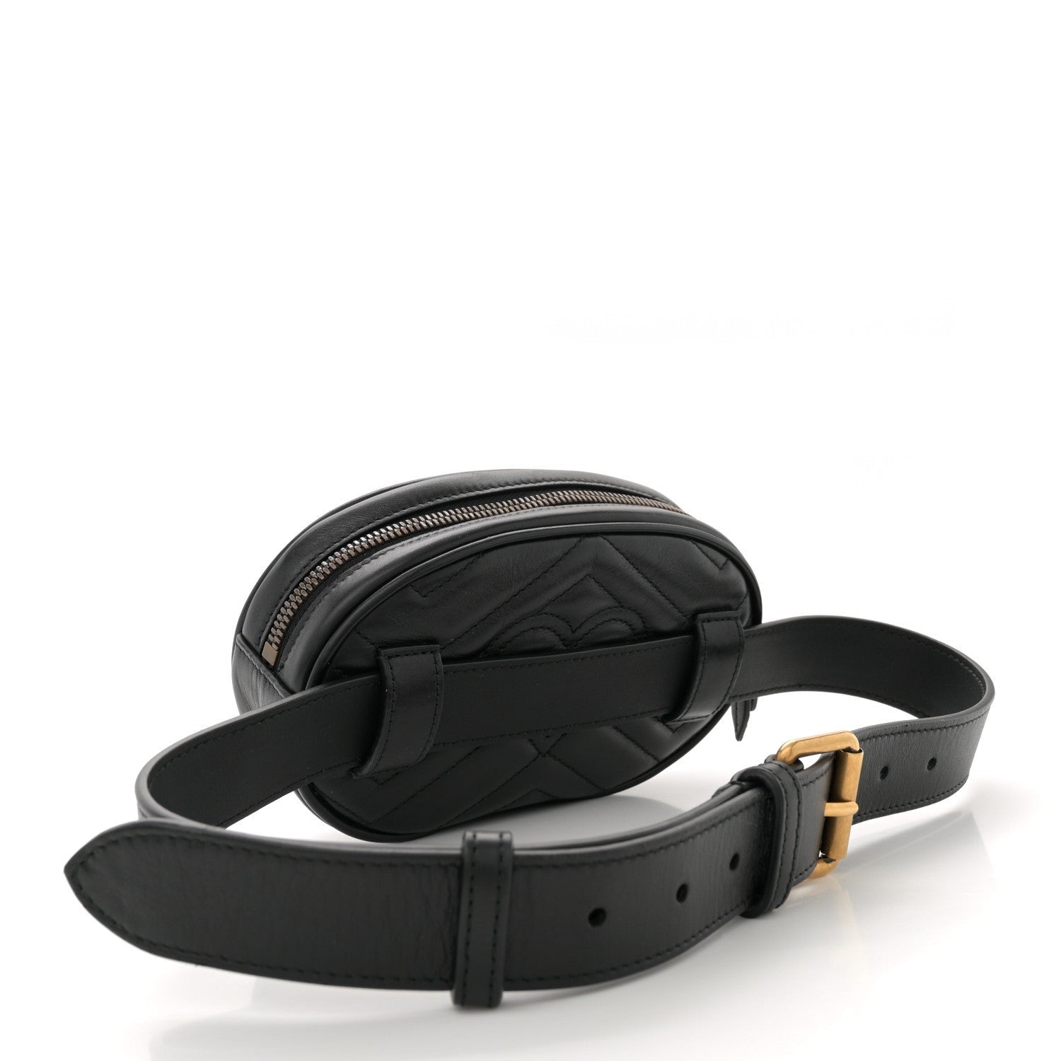 Gucci Calfskin Matelasse GG Marmont Belt Bag 75 30 Black 3 of 7