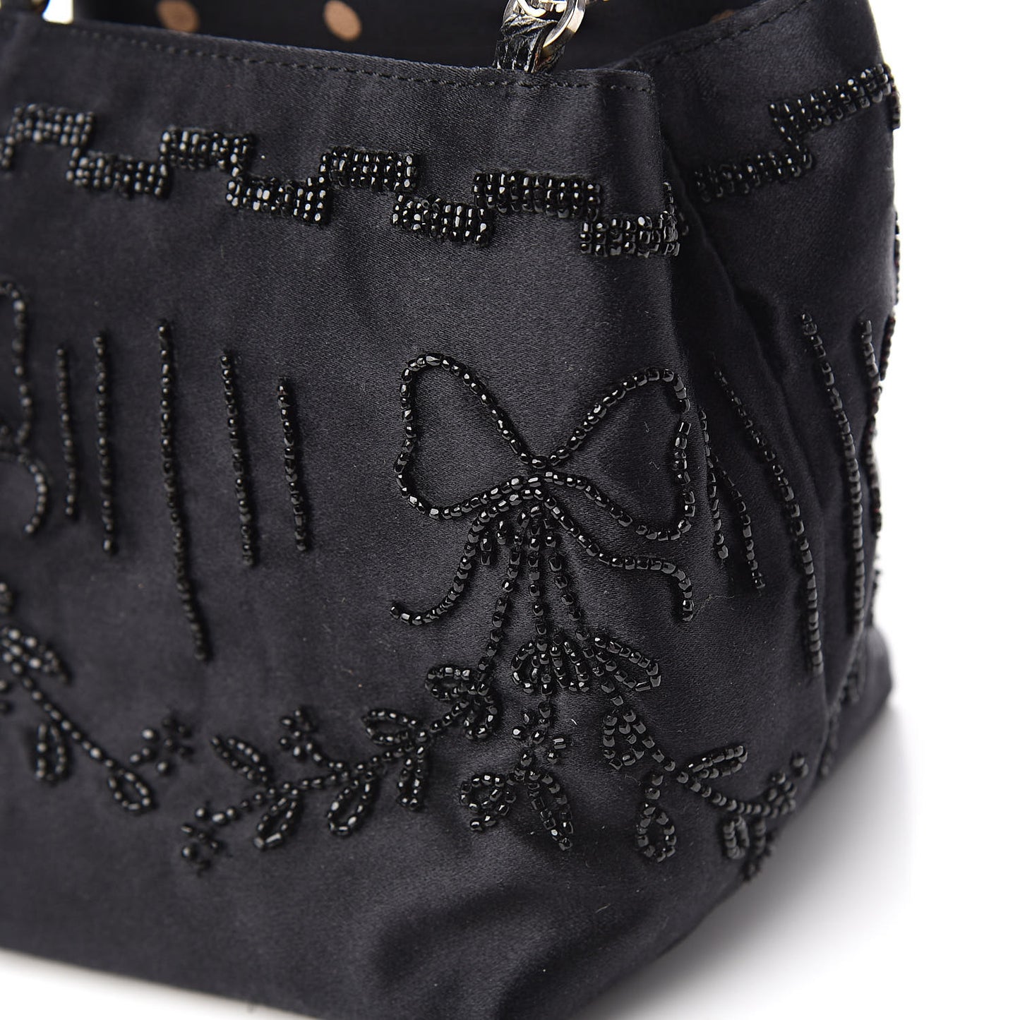 Satin Sequin Embellished Micro Shopping Bag Black