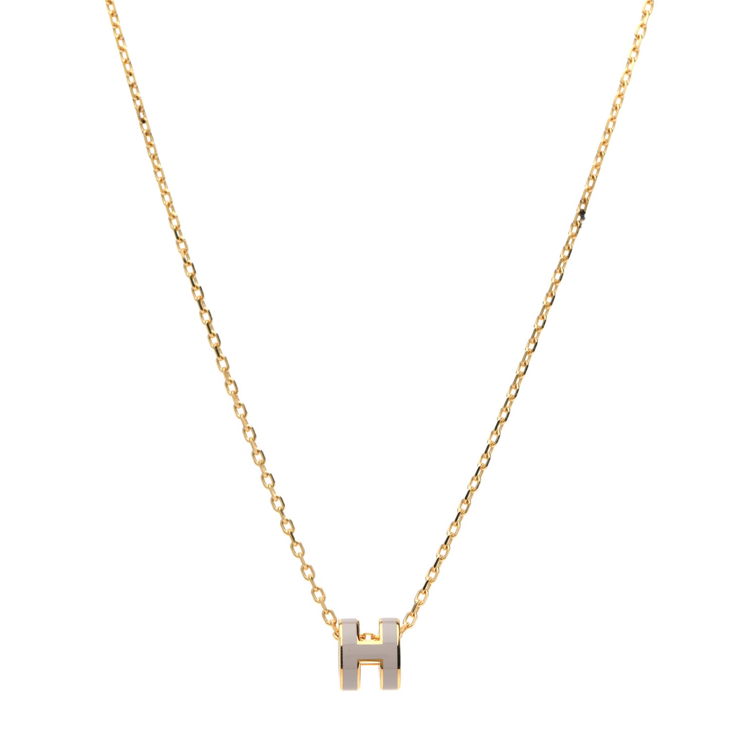 Lacquered Gold Mini Pop H Pendant Necklace Marron Glace