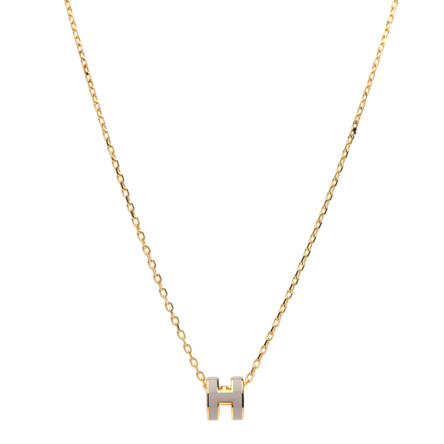 Hermes Lacquered Gold Mini Pop H Pendant Necklace Marron Glace 1 of 7