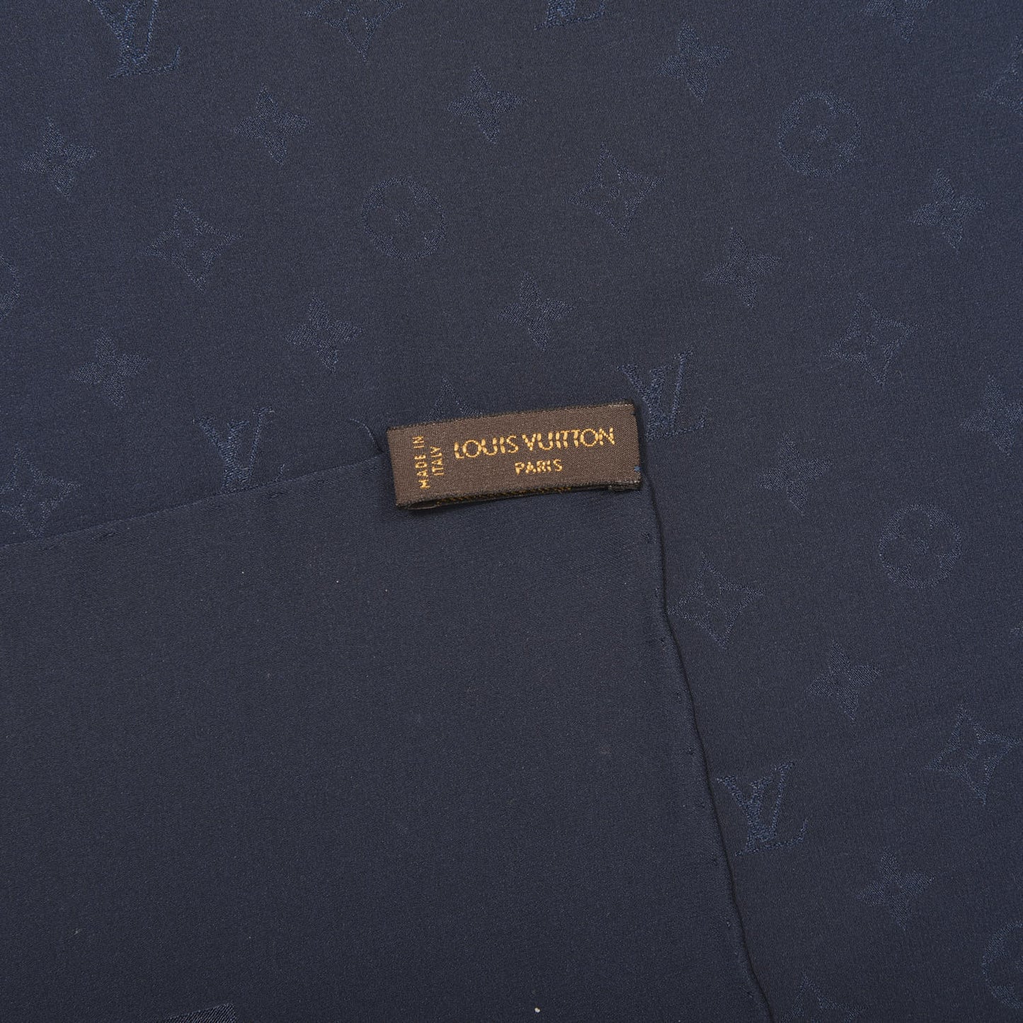 Silk Wool Monogram Shawl Night Blue