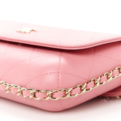 Chanel Calfskin Diamond Stitched Chain Around Flap Phone Holder Dark Pink 10 of 11