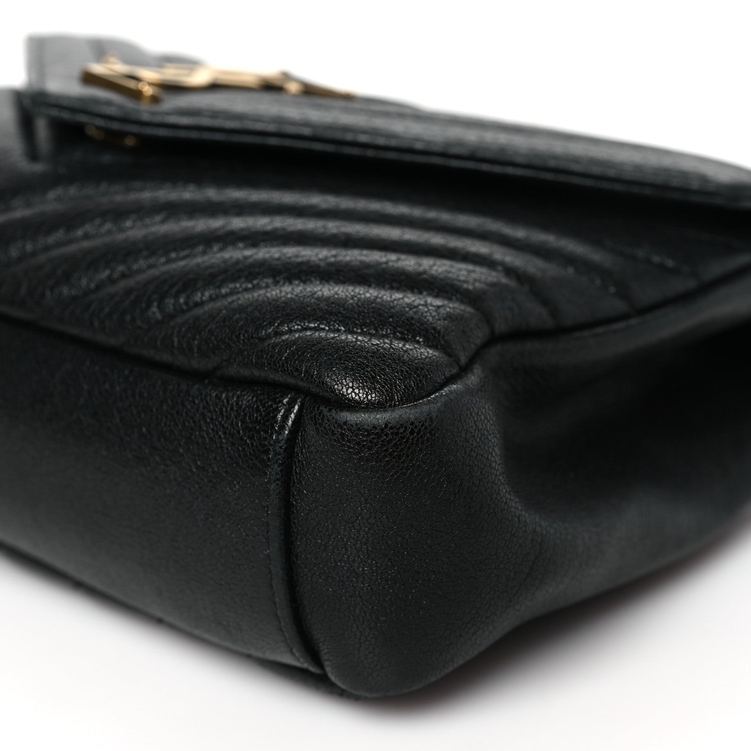 Saint Laurent Sheepskin Matelasse Chevron Monogram Medium College Bag Black 10 of 11