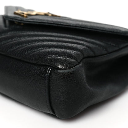 Saint Laurent Sheepskin Matelasse Chevron Monogram Medium College Bag Black 10 of 11