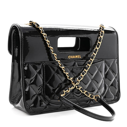 Chanel Patent Quilted Graphic Catch Flap Black 3 of 10
