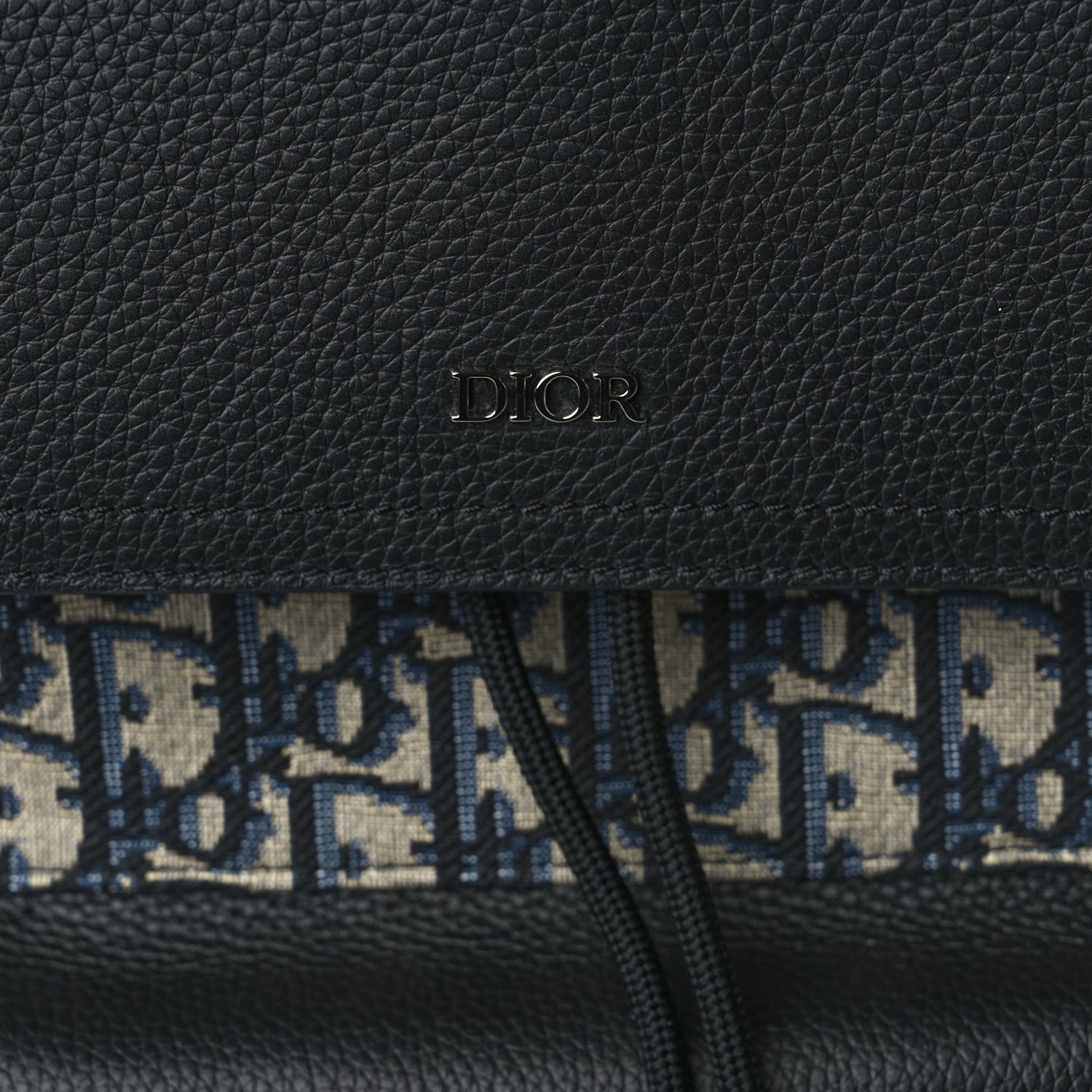 Christian Dior Oblique Jacquard Grained Calfskin Drawstring Saddle Backpack Beige Black Oblique Monogram 6 of 8