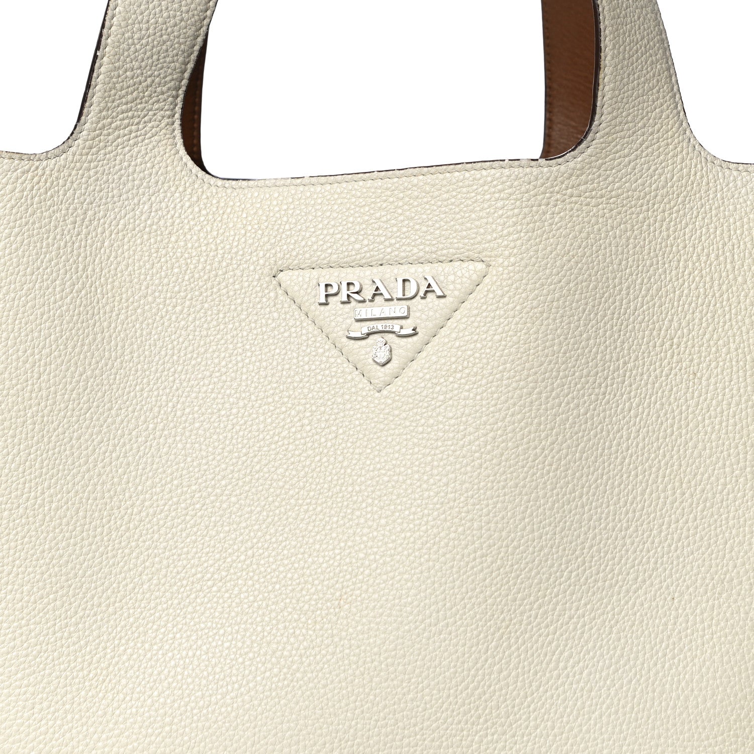 Prada Vitello Daino Dynamique Tote White Caramel 7 of 13