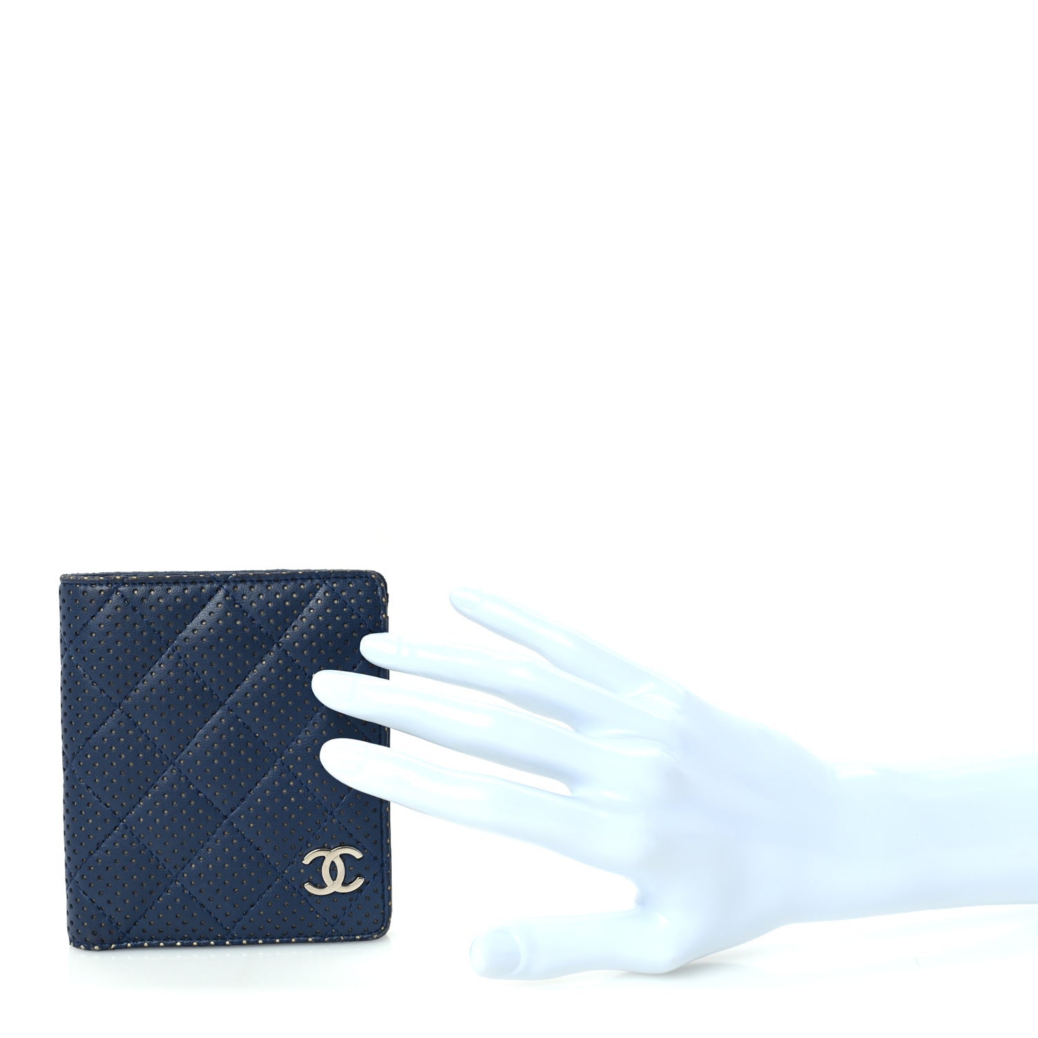 Chanel Perforated Lambskin Quilted Bifold Compact Wallet  Navy 2 of 8