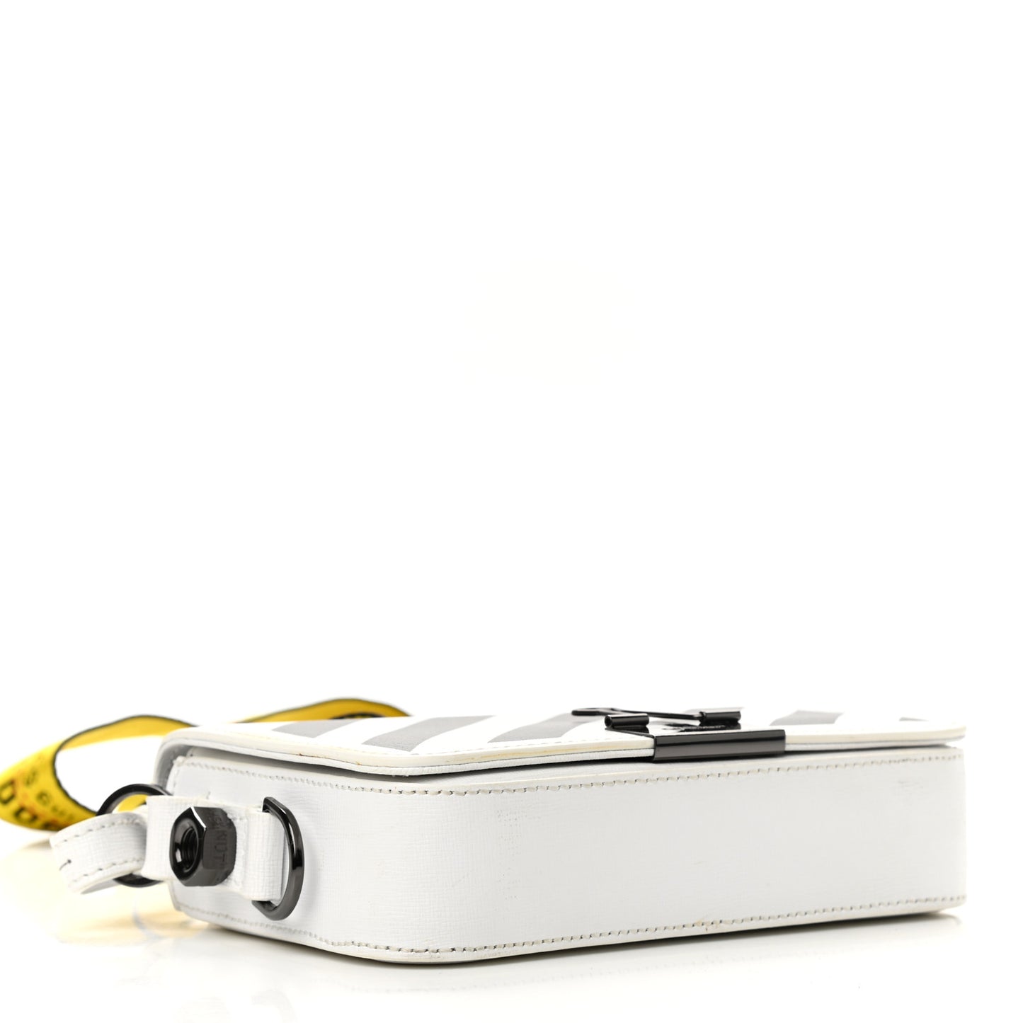 Saffiano Striped Diag Binder Flap Bag White Black