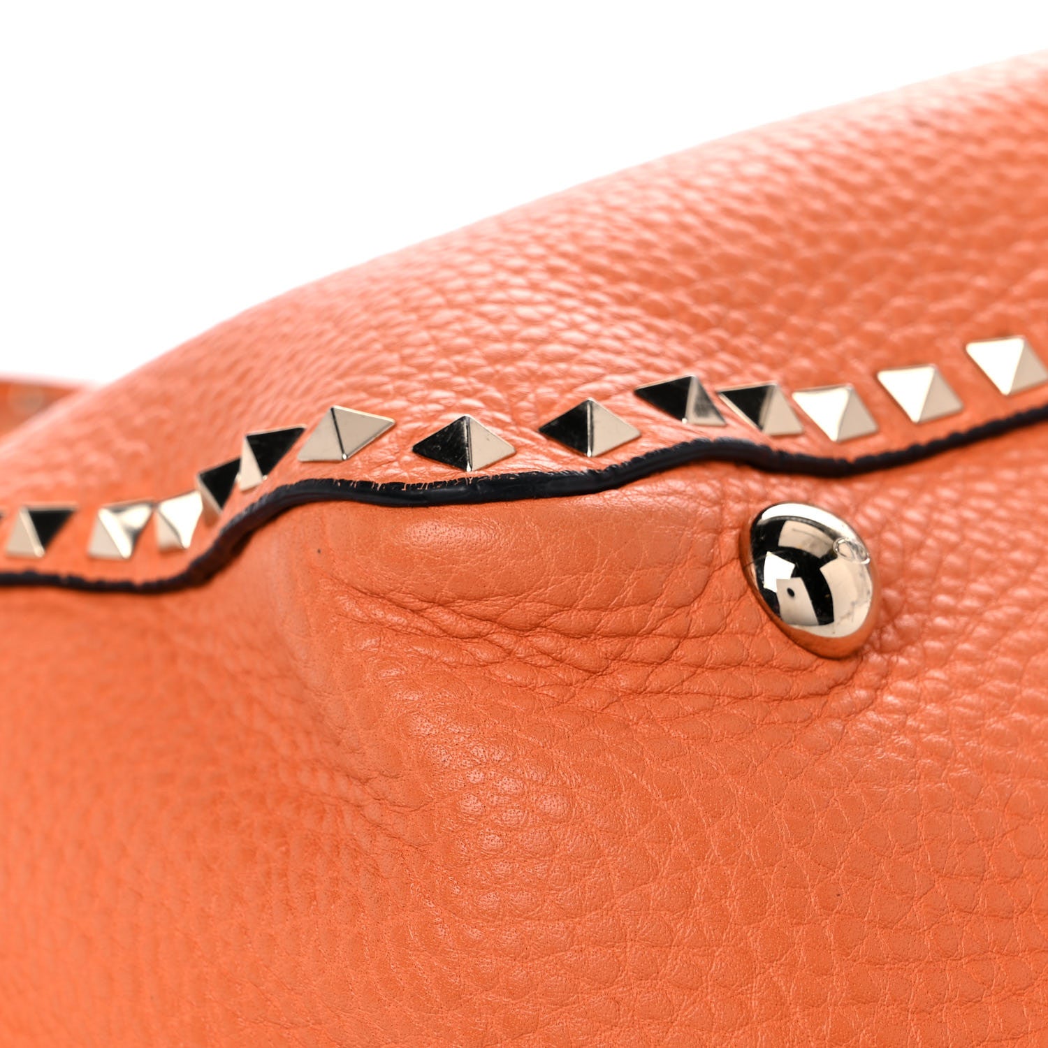 Valentino Garavani Pebbled Calfskin Medium Rockstud Tote Melon Sorbet 8 of 14