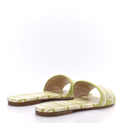 Christian Dior Canvas Check'N'Dior Pop Embroidered Dway Flat Slide Sandals 37.5 Chartreuse 4 of 8