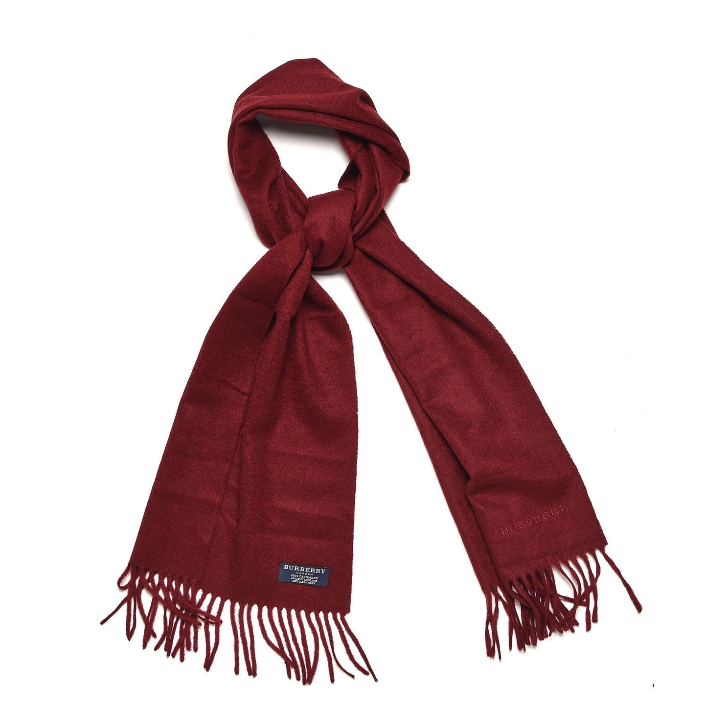 Cashmere Embroidered Fringe Scarf Burgundy