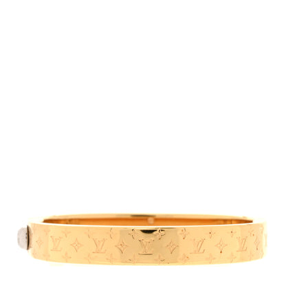 Louis Vuitton Brass Monogram Nanogram Cuff S Gold 1 of 6
