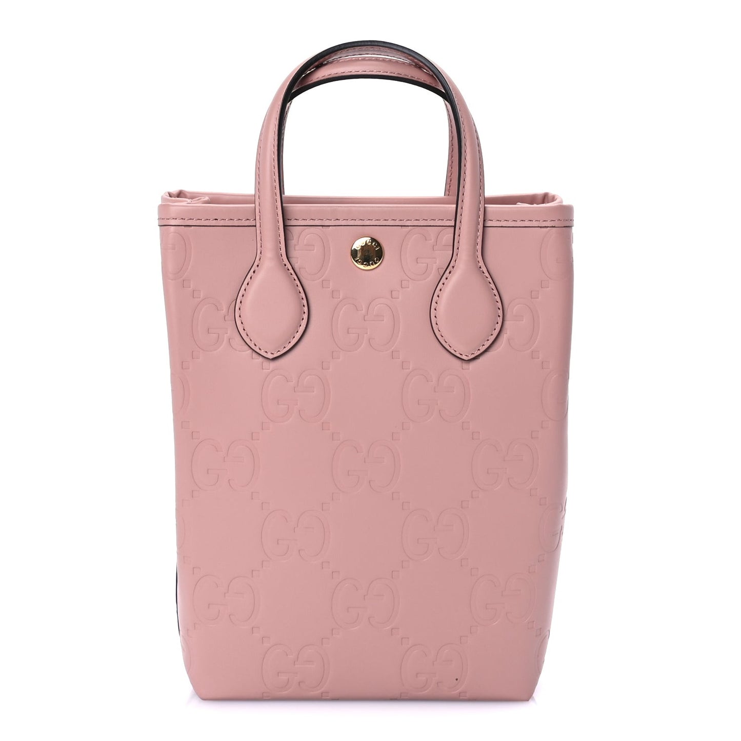 Gilbert Calfskin Jumbo GG Embossed Super Mini Tote Bag Porcelain Rose