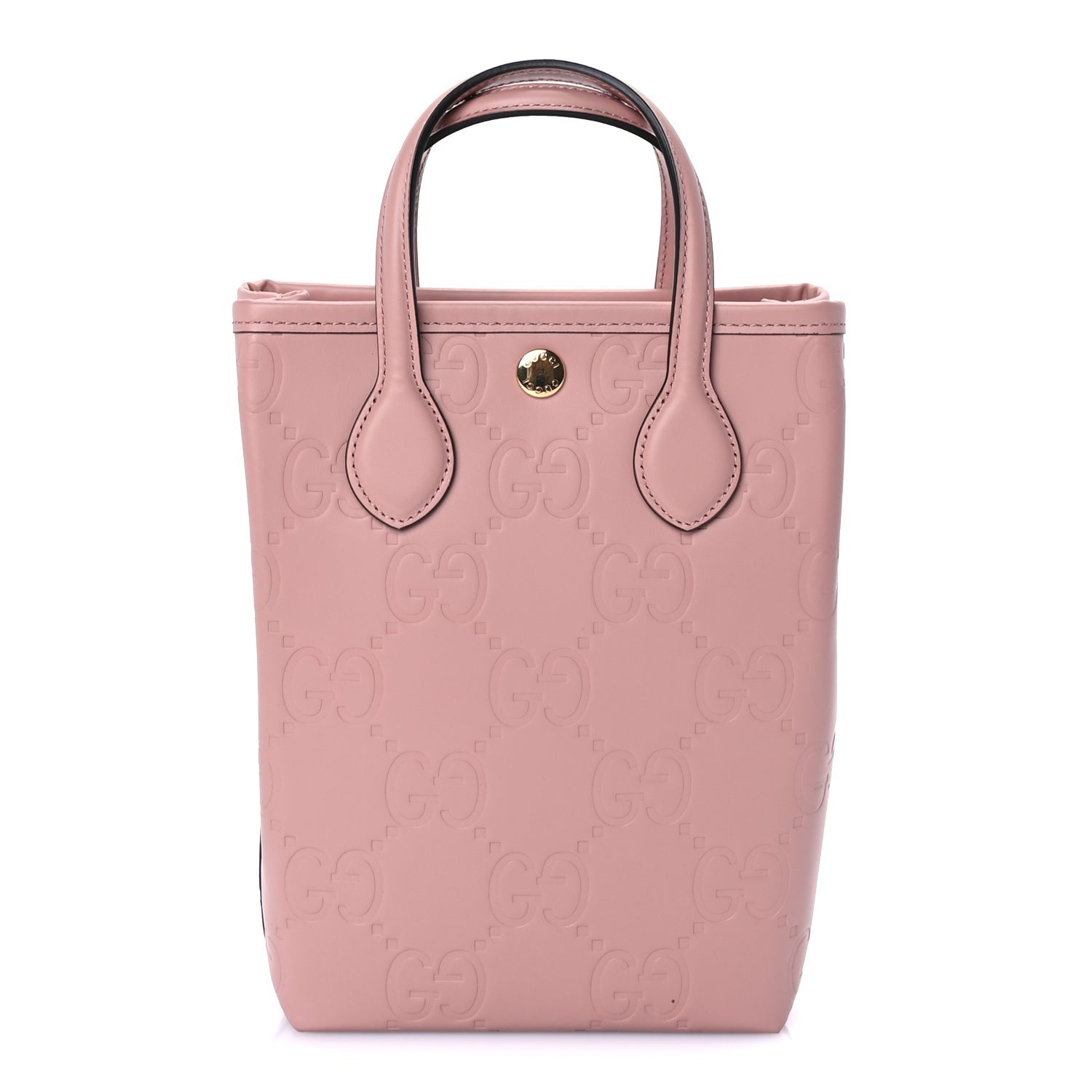 Gucci Gilbert Calfskin Jumbo GG Embossed Super Mini Tote Bag Porcelain Rose 1 of 7