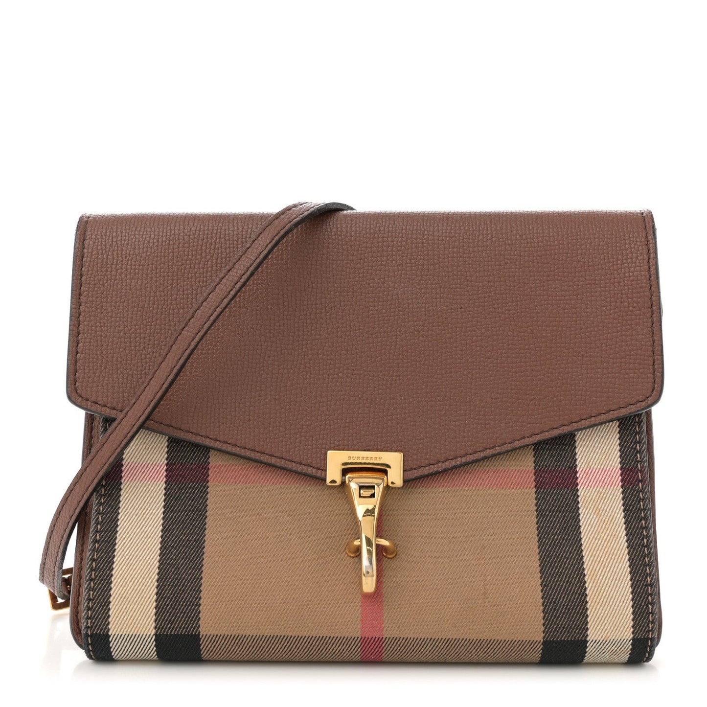 Derby Calfskin House Check Small Macken Crossbody Bag Tan
