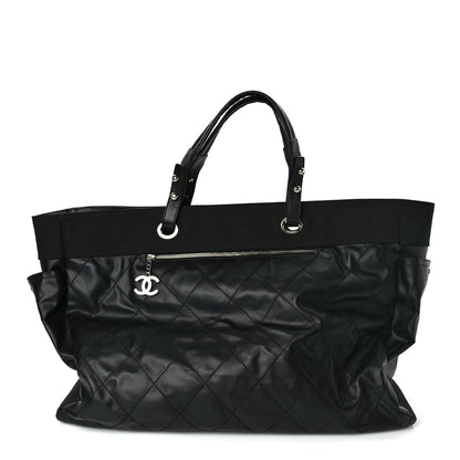 Chanel Coated Canvas Stitched XL Paris Biarritz Tote Black 1 of 9