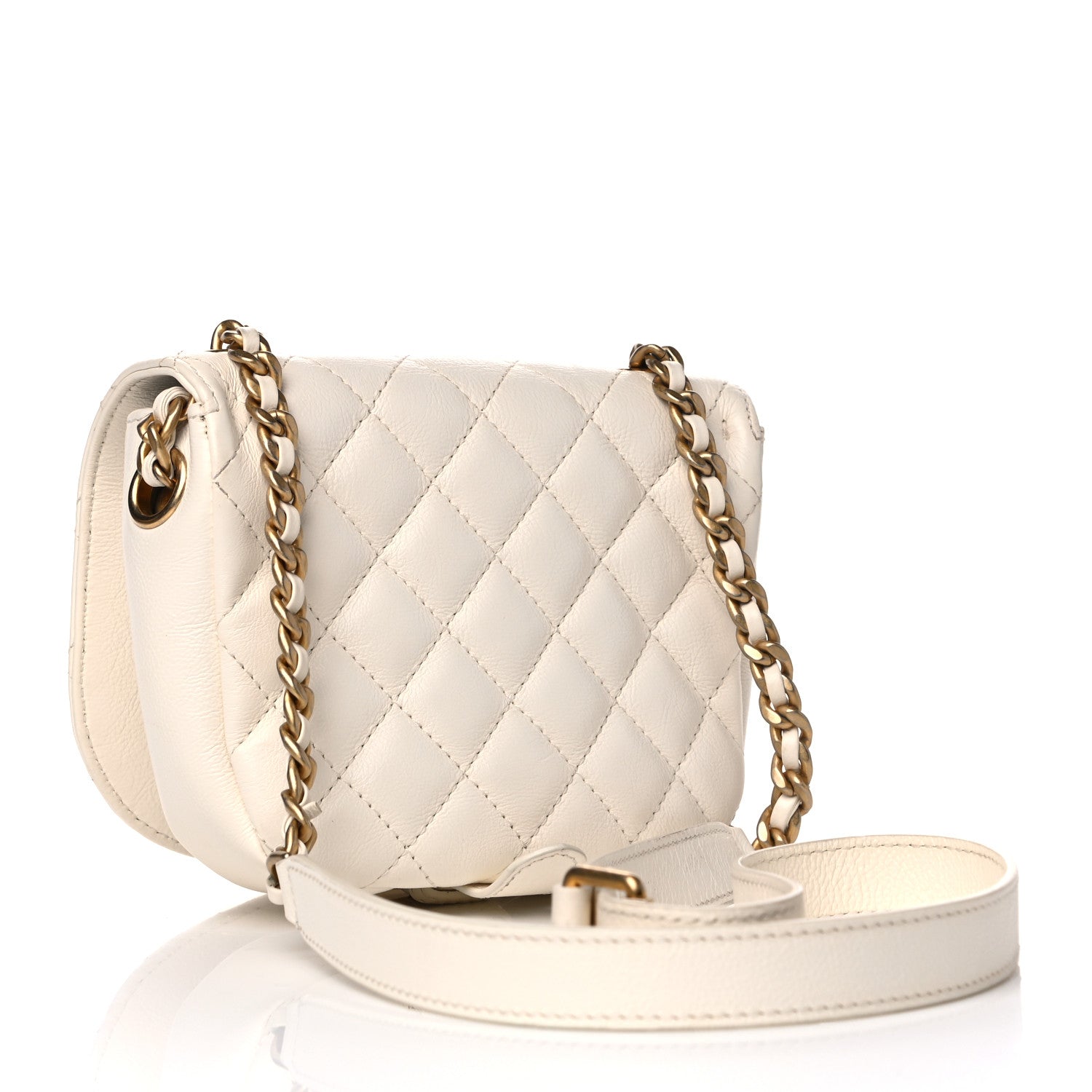 Chanel Calfskin Quilted Small Messenger Flap White 2 of 10