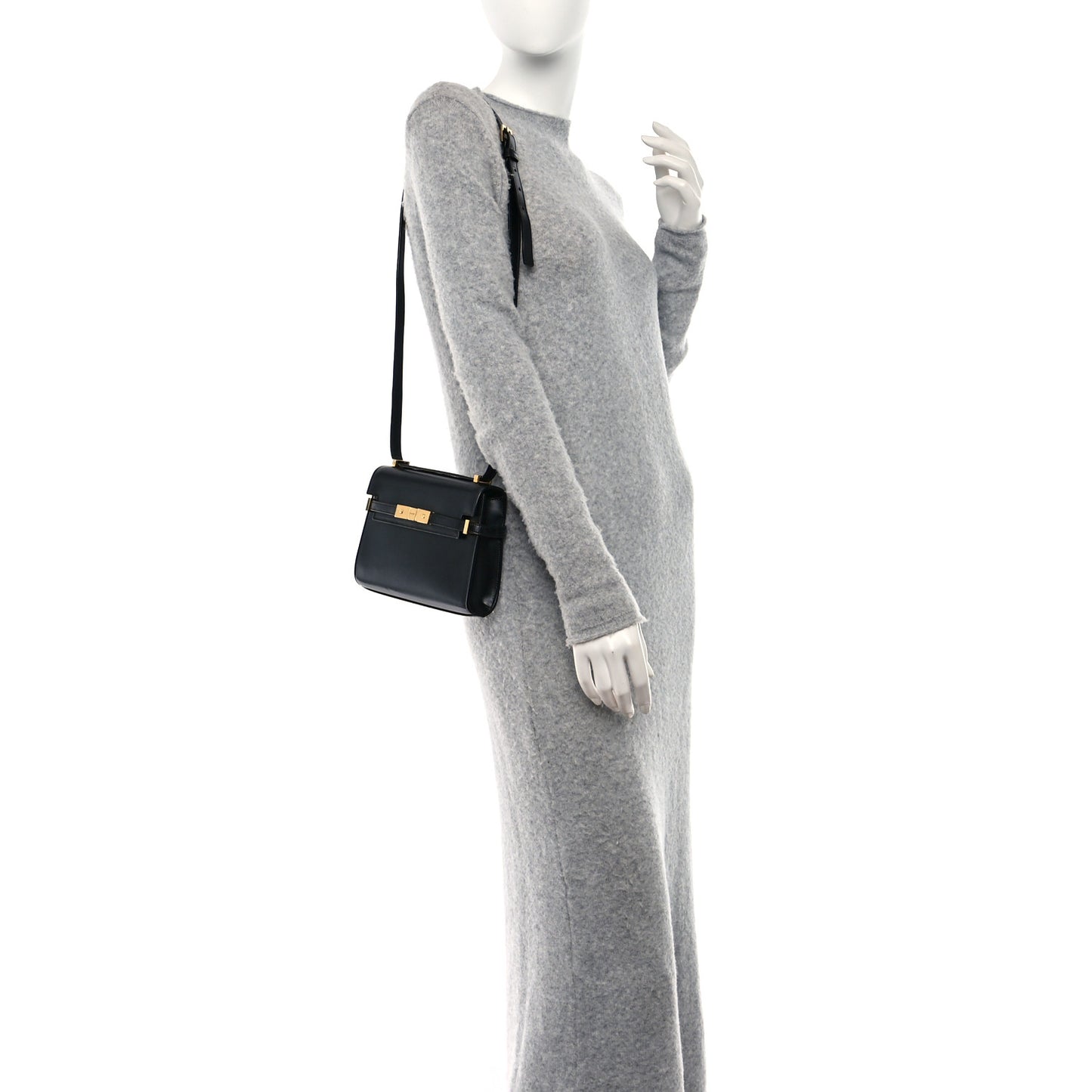 Smooth Calfskin Mini Manhattan Shoulder Bag Black