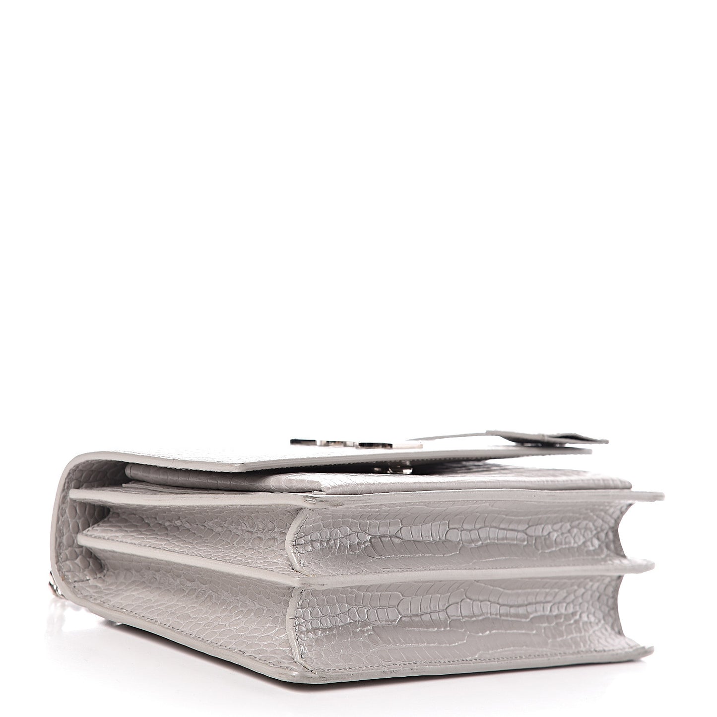 Calfskin Crocodile Embossed Medium Monogram Sunset Mouse Grey