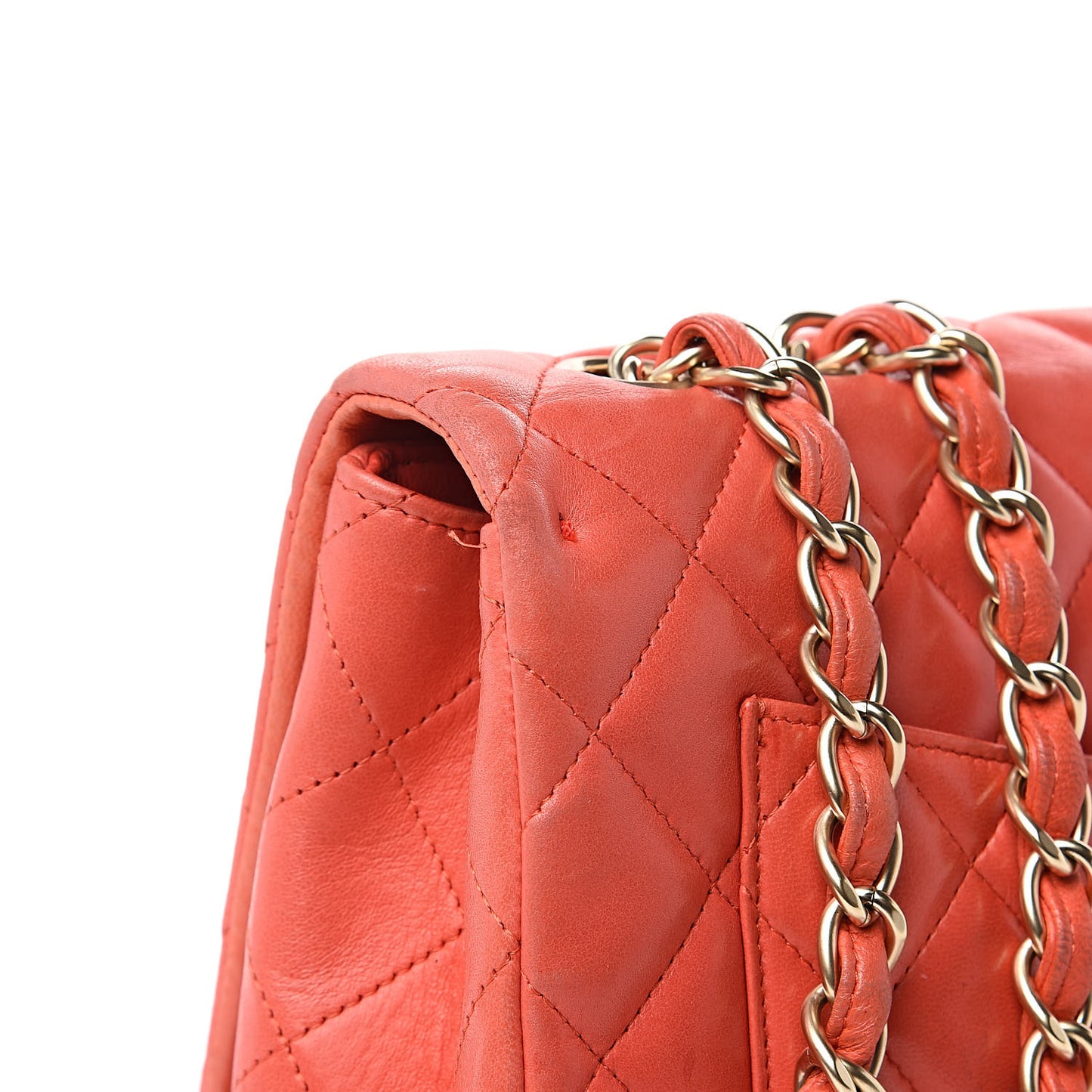 Lambskin Quilted Jumbo Single Flap Coral
