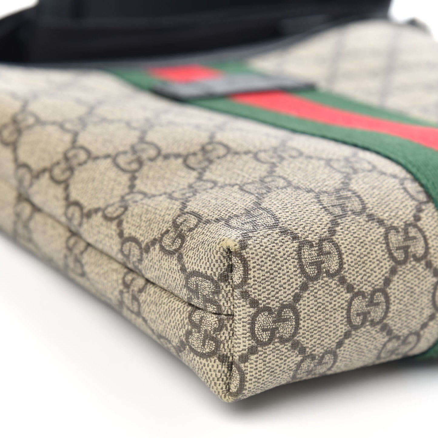 GG Supreme Monogram Web Messenger Bag Black