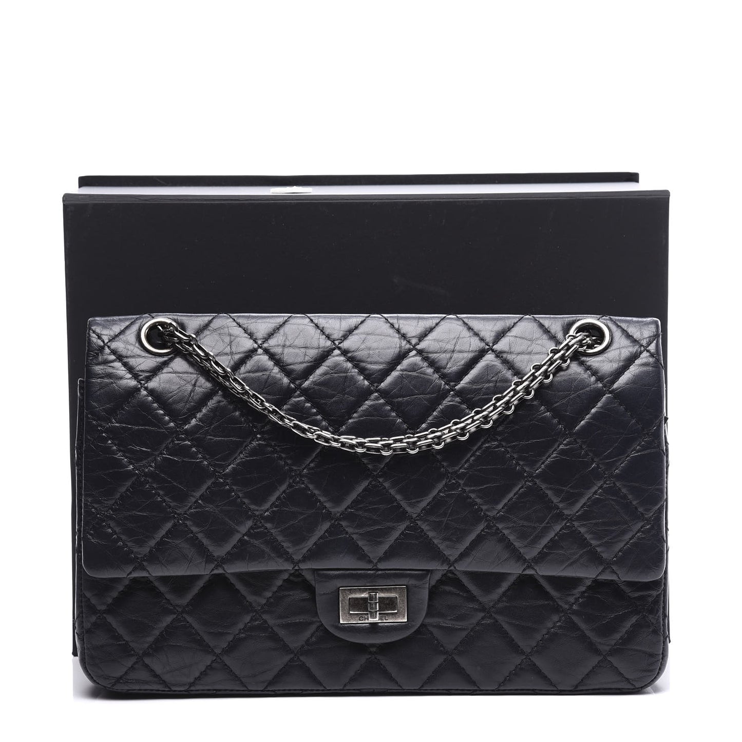 Aged Calfskin Quilted 2.55 Reissue 226 Flap Navy Blue