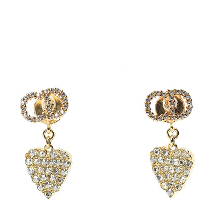 Christian Dior Crystal CD Heart Earrings Gold 1 of 3