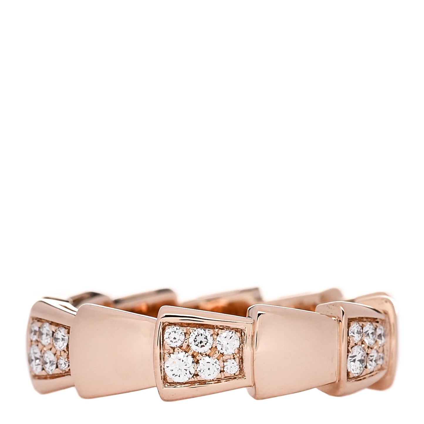 18K Rose Gold Diamond 6mm Serpenti Viper Band Ring 55 7.25