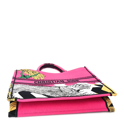 Christian Dior Canvas Embroidered Large Jungle Pop Book Tote Fuchsia Multicolor 3 of 8