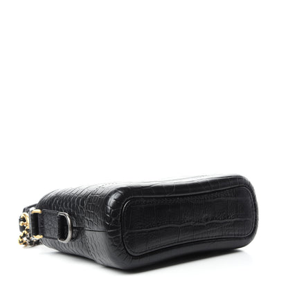 Chanel Calfskin Crocodile Embossed Small Gabrielle Cocodile Hobo Black 5 of 12