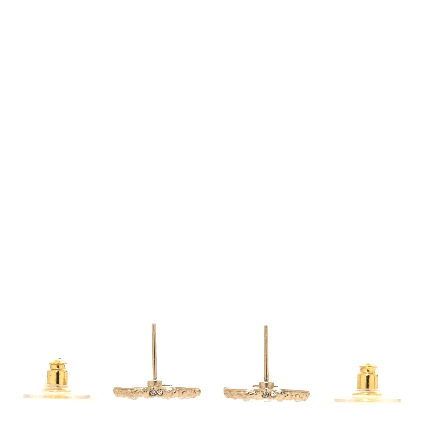 Pearl Studded CC Earrings Gold