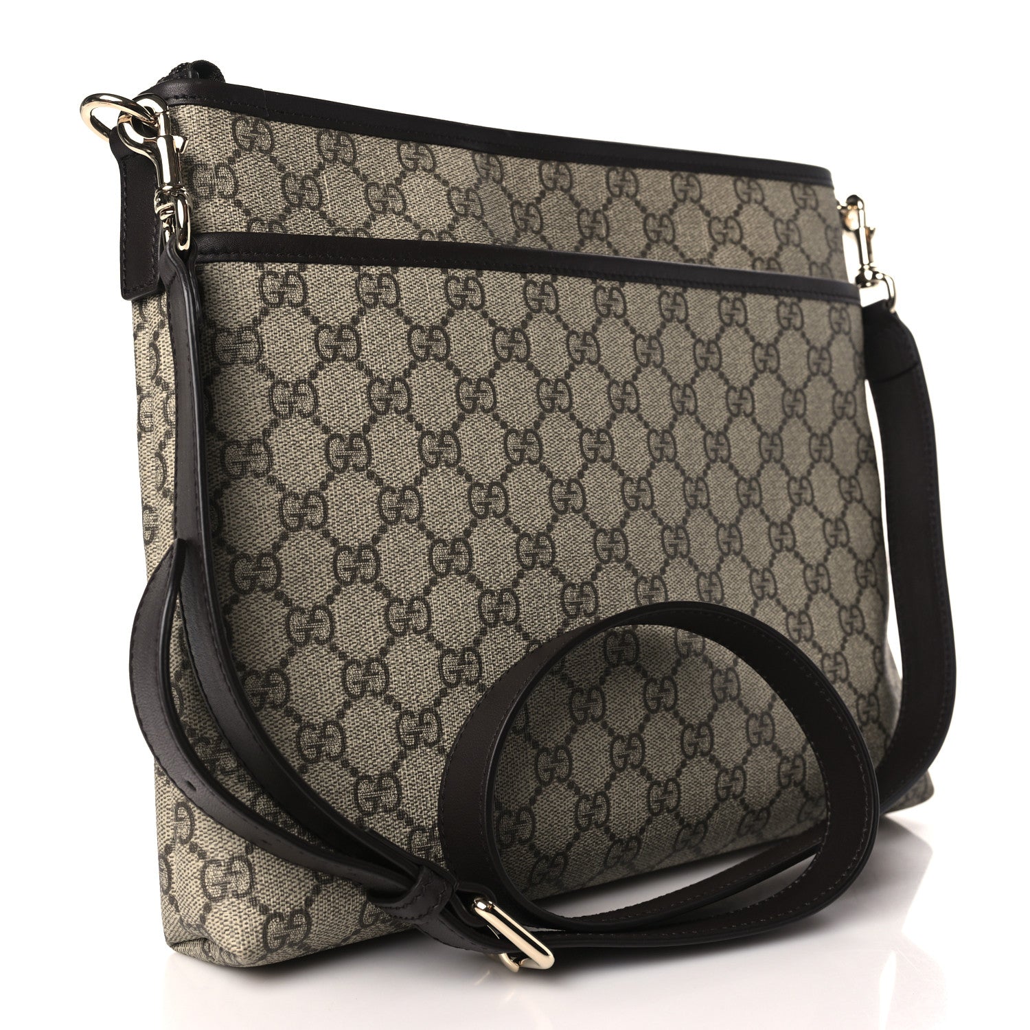 Gucci GG Plus Monogram Medium Flat Messenger Bag Dark Brown 3 of 9