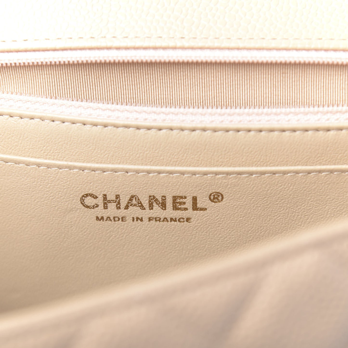 Caviar Quilted Jumbo Single Flap Beige Clair