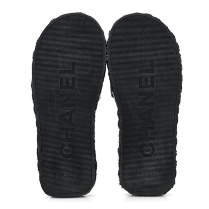 Chanel Braided Cord CC Espadrille Slip On Sandals 37 Navy Blue 5 of 9