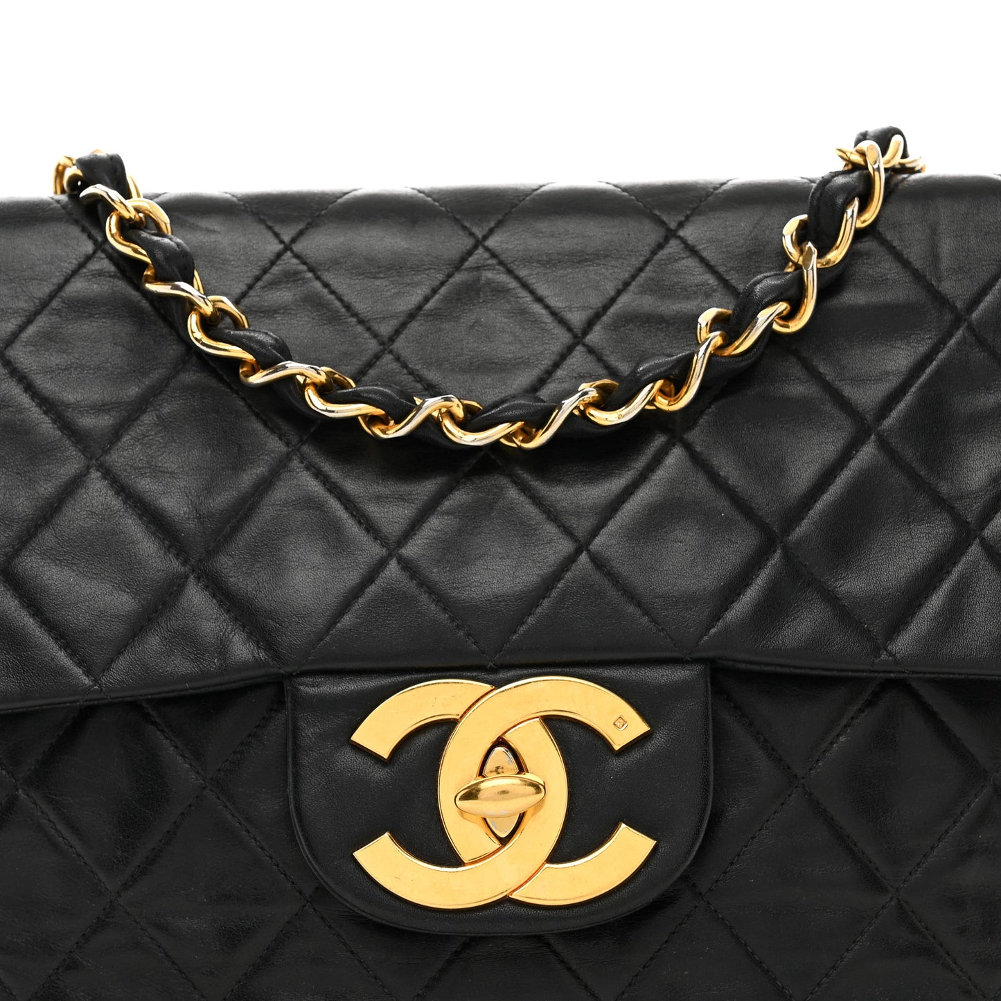 Lambskin Quilted XL Jumbo Single Flap Black
