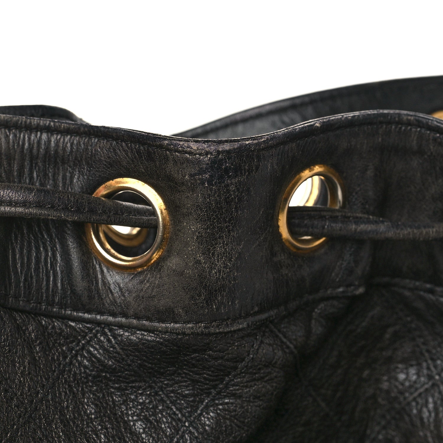 Chanel Lambskin Diamond Stitched CC Drawstring Shoulder Bag Black 11 of 13