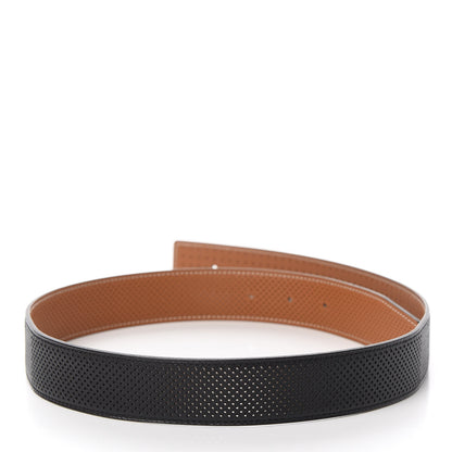 Hermes Epsom Perforated 32mm Belt Strap 75 Black Gold 2 of 6