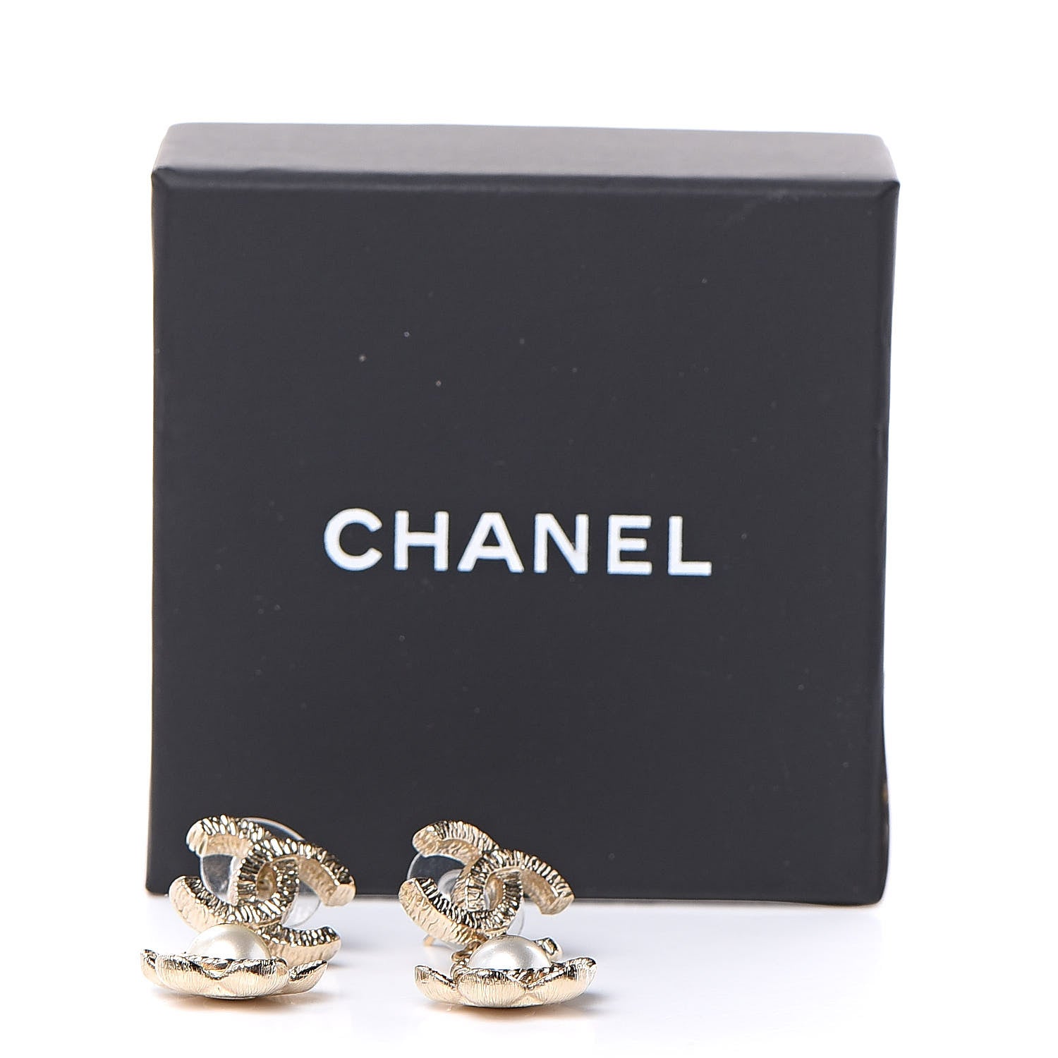 Chanel Pearl Camellia CC Drop Earrings Gold 6 of 6