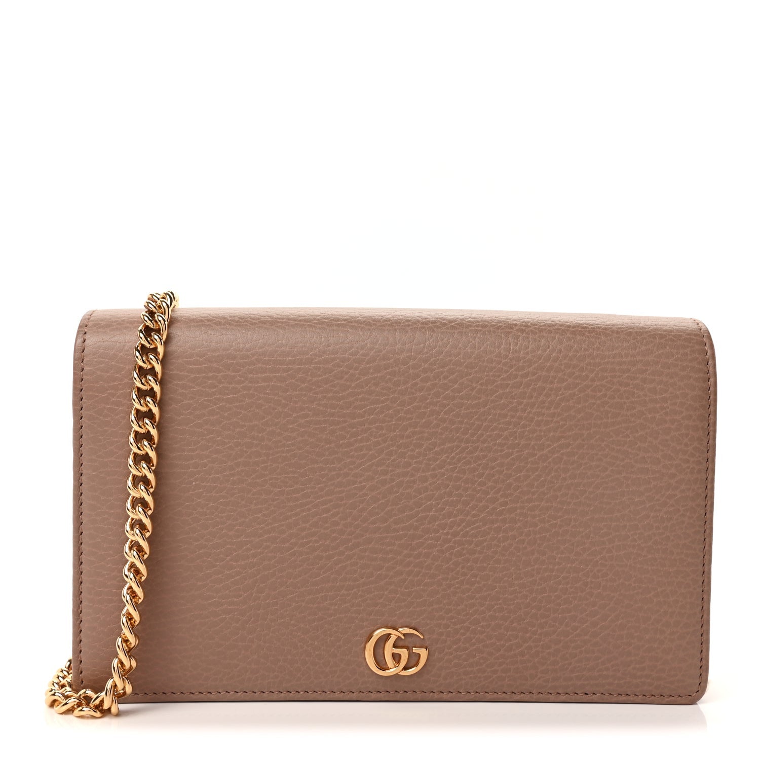 Gucci Calfskin Mini GG Marmont Chain Wallet  Porcelain Rose 1 of 8