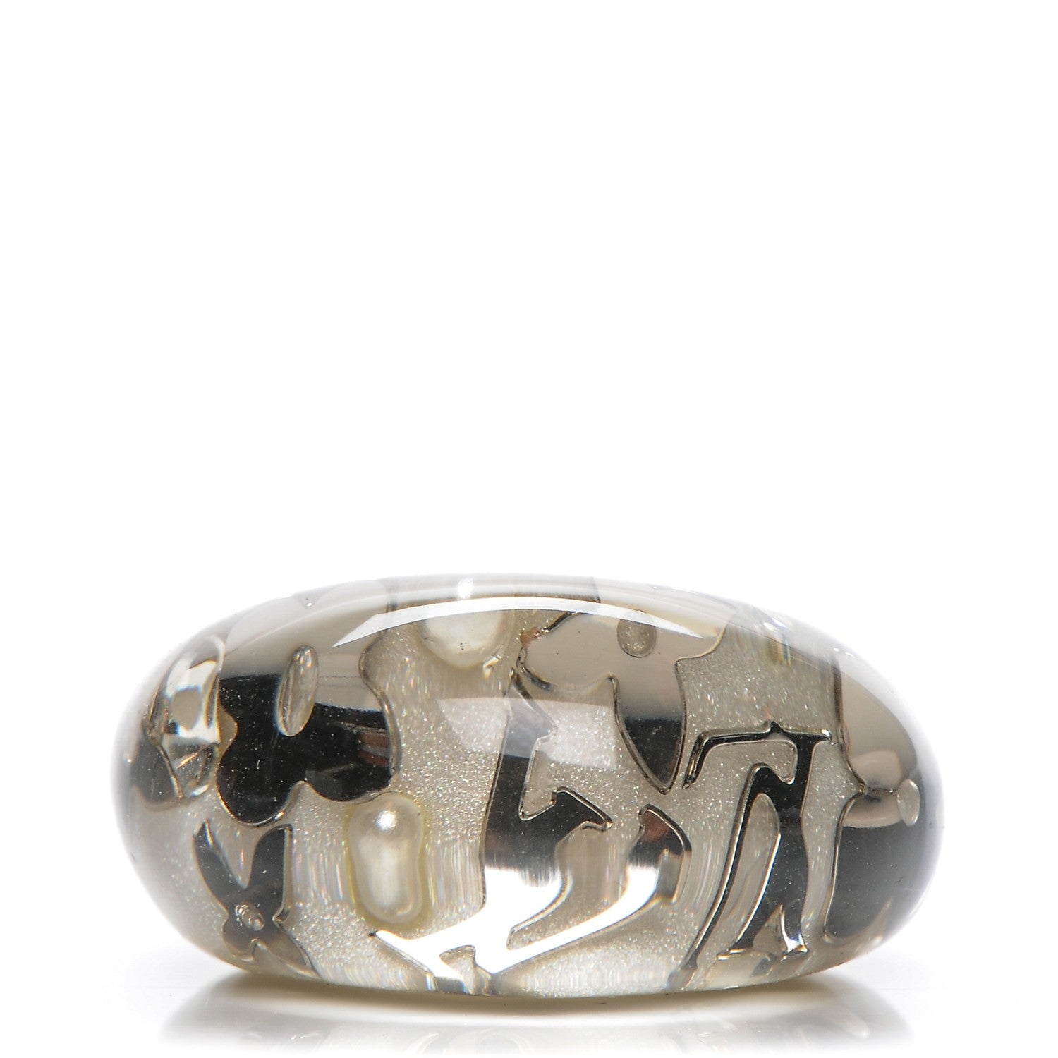 Louis Vuitton Resin Swarovski Crystal Inclusion Ring M Grey 1 of 4