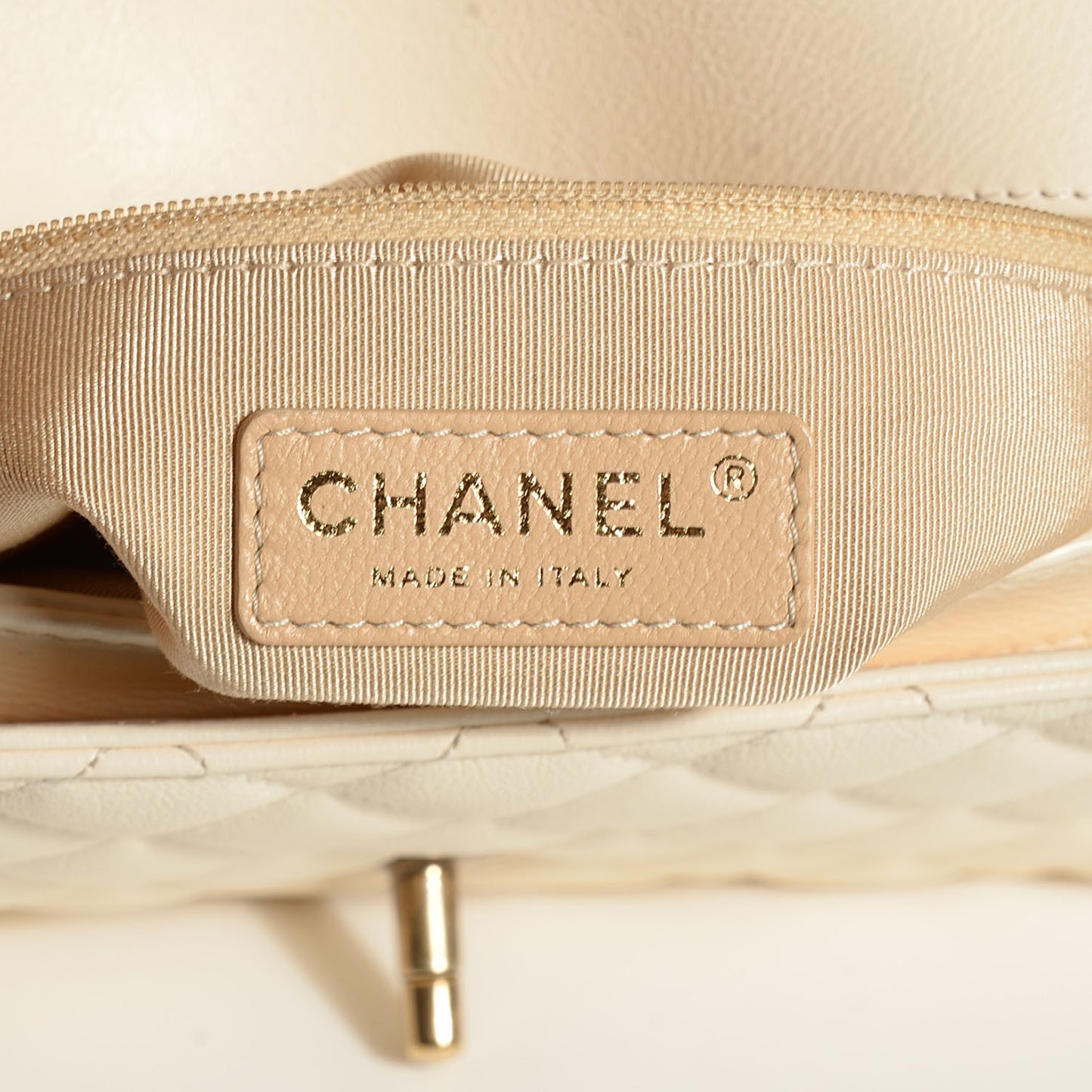 Calfskin CC Crown Medium Flap Dark White