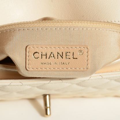 Chanel Calfskin CC Crown Medium Flap Dark White 7 of 8