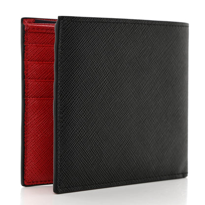 Prada Saffiano Bi-Fold Wallet Black Fuoco 4 of 7