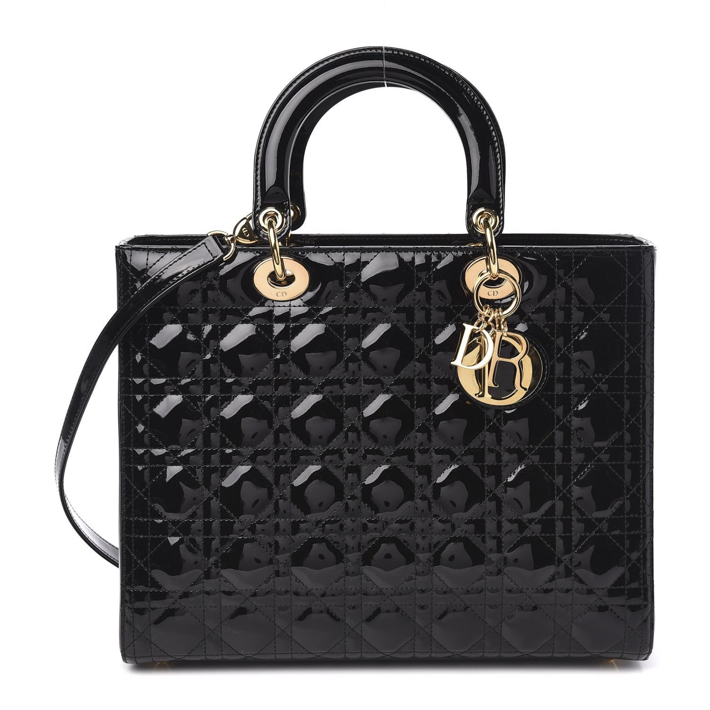 Patent Cannage Large Lady Dior Black