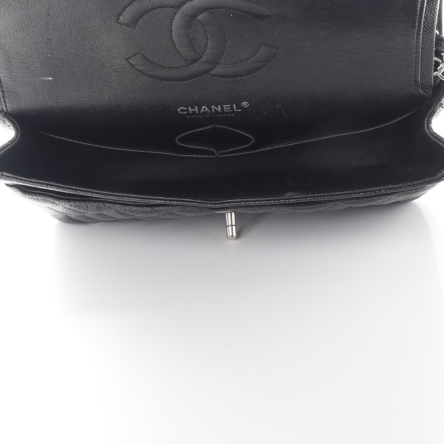 Caviar Quilted Medium Double Flap Black